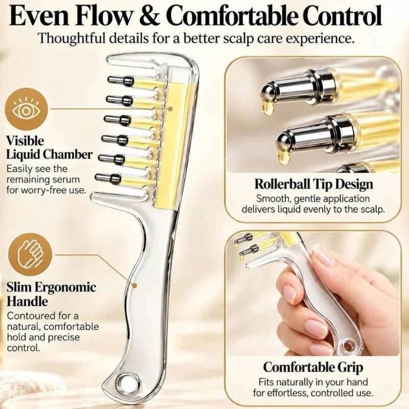 7 Teeths Scalp Massage & Relaxing Comb with Rolling Balls – Gentle Head Massager Comb for Scalp Massage, Hair Care & Relaxation | Hair Oil Comb | Oil Applicator